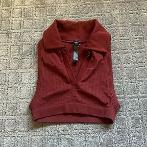 Maroon Urban Outfitters collared crop top